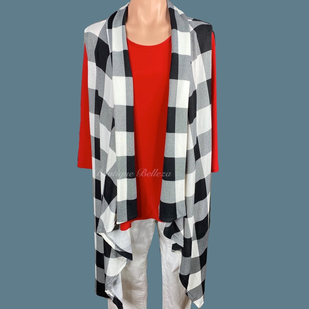 Black and White Buffalo Print Longline Vest - Picture 3 of 8